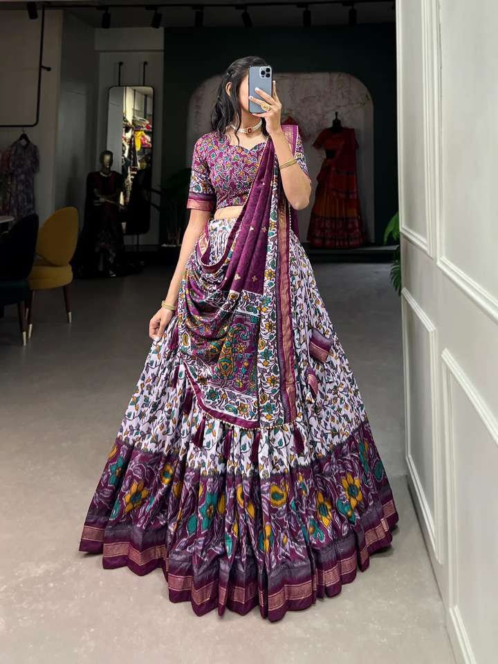 Kavelle Printed Semi Stitched Lehenga Choli (Pink) - Image 1